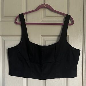 NWT Banana Republic Factory black LINEN-BLEND CROPPED BUSTIER size 20